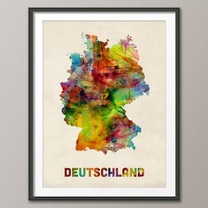 Aquarelkaart Duitsland (Duitsland), kunstafdruk (431)