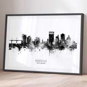 Asheville Skyline North Carolina, Cityscape Painting Art Print Poster BX (14889)