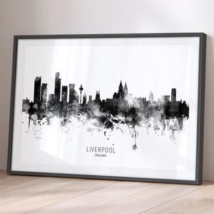 Liverpool Skyline England, Cityscape Painting Art Print Poster BX (11471)