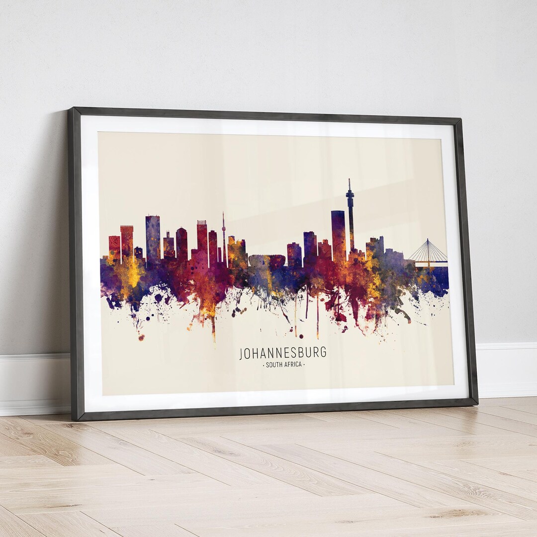 Johannesburg Skyline South Africa, Painting Art Print Poster LX