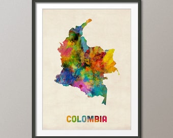 Colombia Watercolor Map, Art Print (1103)