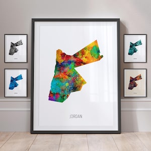 Carte de la Jordanie, aquarelle, impression d'art poster MX (10862)