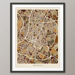 Austin Map, Austin Texas City Map, Art Print 2945 image 1