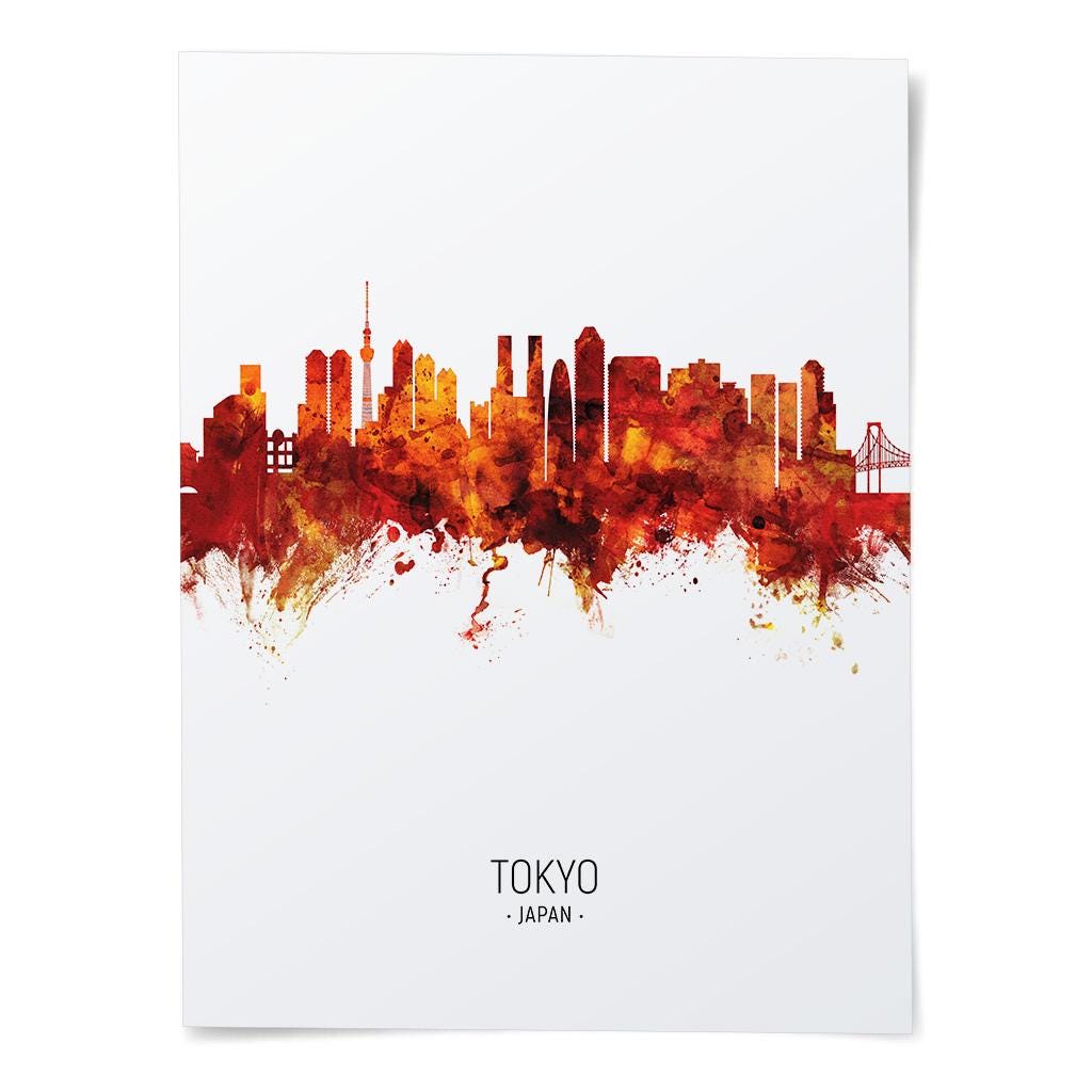 Tokyo Skyline, Japan Cityscape Art Print Poster Portrait - PX