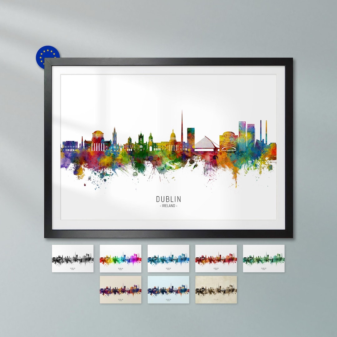 Dublin Skyline Ireland, Poster Print Cityscape Art ZX (47127) - Etsy