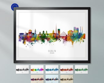 Dublin Skyline Ireland, Poster Print Cityscape Art ZX (47127)