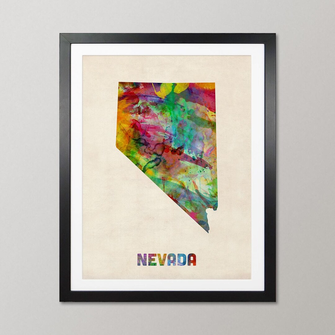 Nevada Map USA, Watercolor United States of America Art Print Poster ...