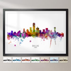 Dallas Skyline Texas, Cityscape Painting Art Print Poster CX (6567)
