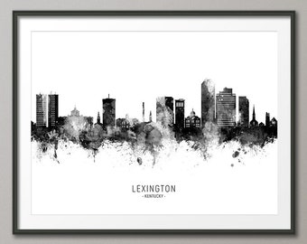 Lexington Skyline, Lexington Kentucky Cityscape Art Print Poster (19368)