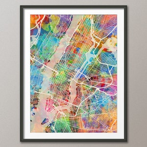 Mapa de calles de la ciudad de Nueva York, EE. UU., Mapa de la ciudad de Nueva York, Impresión artística (2349)