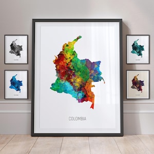 Carte de la Colombie, aquarelle, impression d'art poster MX (10807)