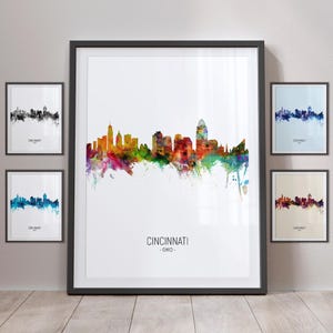 Cincinnati Skyline, Cincinnati Ohio Cityscape Art Print Poster Portrait PX (5020)