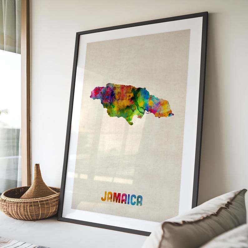 Jamaika Karte, Aquarell Kunstdruck Poster, Landkarte - JM (1337) Bild 3