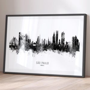 Póster con impresión artística de la silueta de Sao Paulo, Brasil, paisaje urbano, BX (11695)