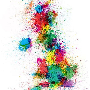 Great Britain UK Paint Splashes Map, Art Print 683 image 2