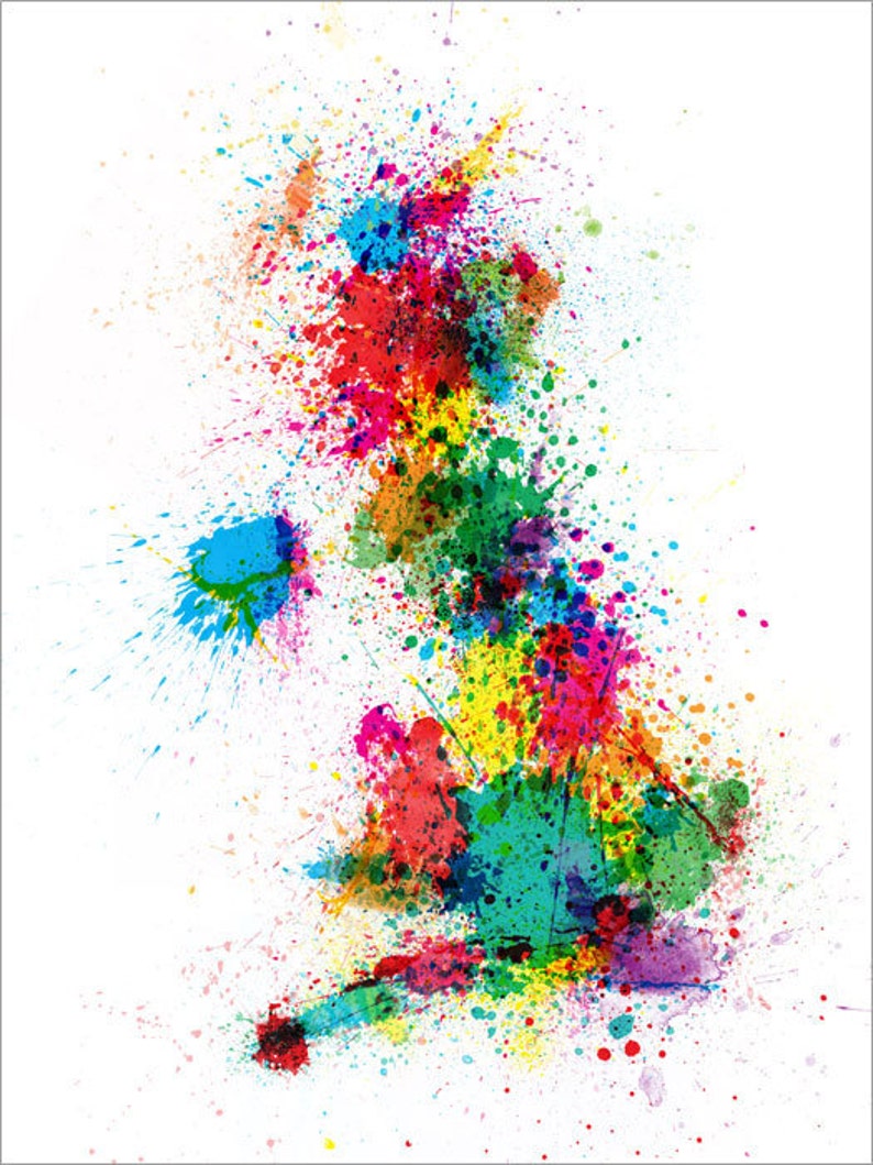 Great Britain UK Paint Splashes Map, Art Print 683 image 2