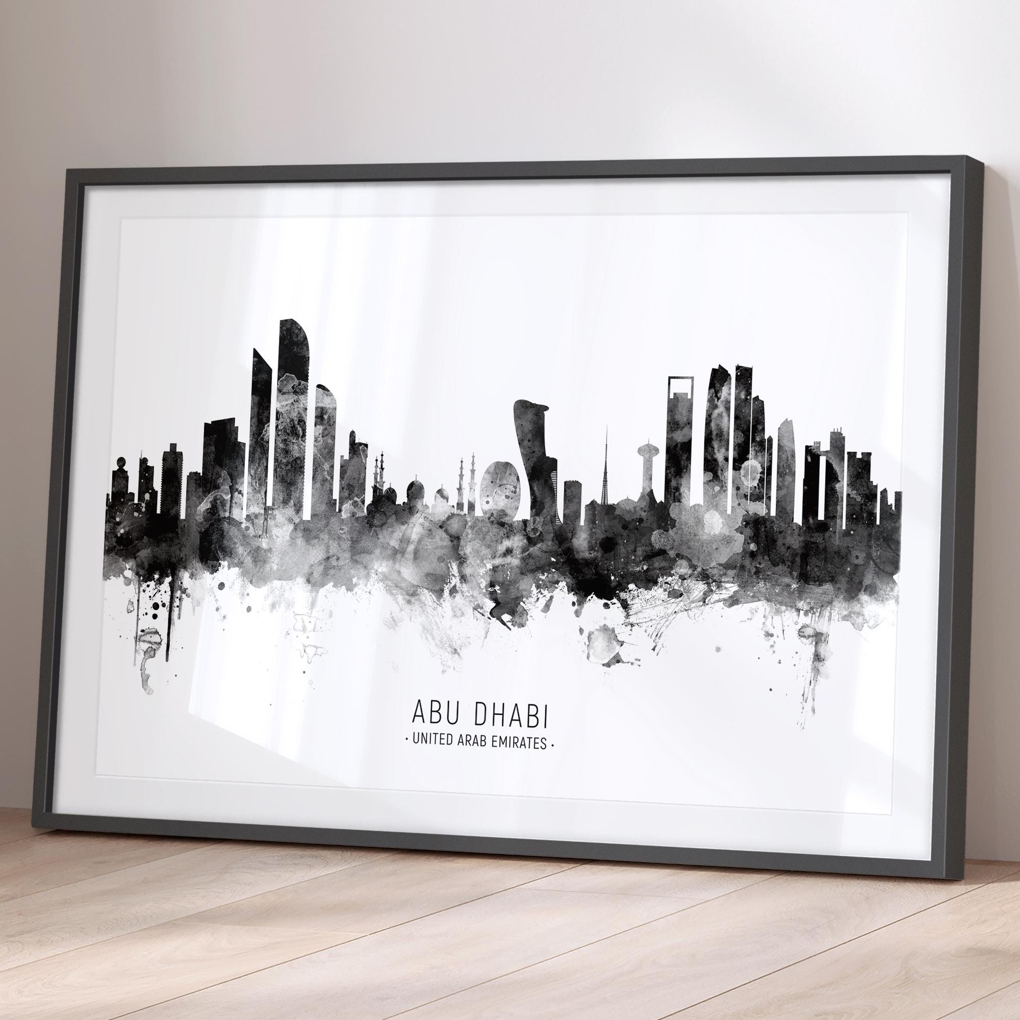 Abu Dhabi Skyline Watercolour Abu Dhabi Skyline UAE, Art Print