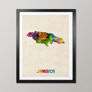 Jamaika Karte, Aquarell Kunstdruck Poster, Landkarte - JM (1337) Bild 1