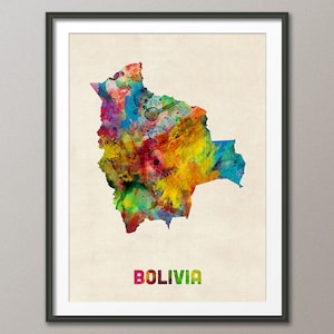 Bolivia Watercolor Map, Art Print 1328 image 1