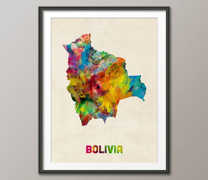Bolivia Watercolor Map, Art Print 1328 image 1