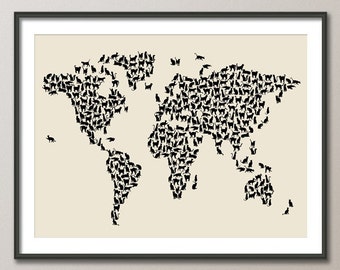 Cats Map of the World Map, Art Print (182)