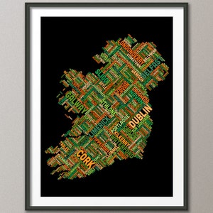 Tekstkaart Ierland-stad, kunstafdruk (314)