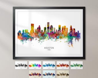 Houston Skyline Texas, Cityscape Art Print KX (6566)