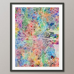 Dublin Map, Dublin Ireland City Map, Street Map of Dublin Eire, Art Print (2802)