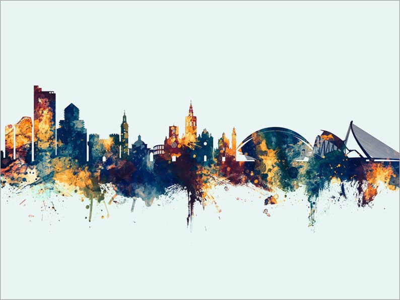 Valencia Skyline Valencia Spain Cityscape Art Print Poster Etsy