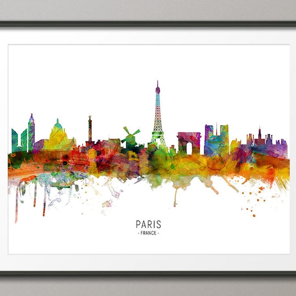 Paris Skyline France, Cityscape Painting Art Print Poster CX (6517)