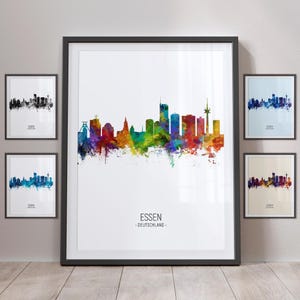 Skyline Essen, Essen Duitsland Cityscape Art Print Poster staand PX (5133)