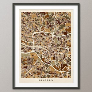 Glasgow Map, Scotland City Map, Art Print (27837)