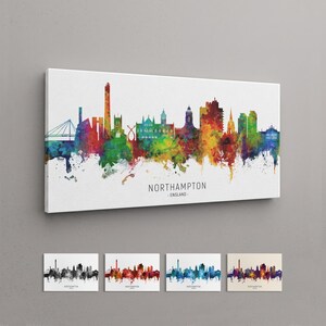 Northampton Skyline England, Box Canvas Art Print (6624)