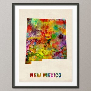 New Mexico Watercolor Map USA, Art Print JX (376)