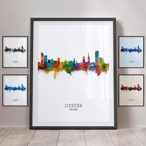 Leicester Skyline, Leicester England Cityscape Art Print Poster Portrait PX (16078)