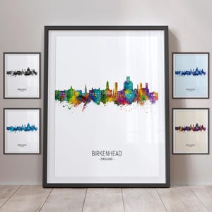 Birkenhead Skyline, Birkenhead England Cityscape Art Print Poster Portrait PX (28097)