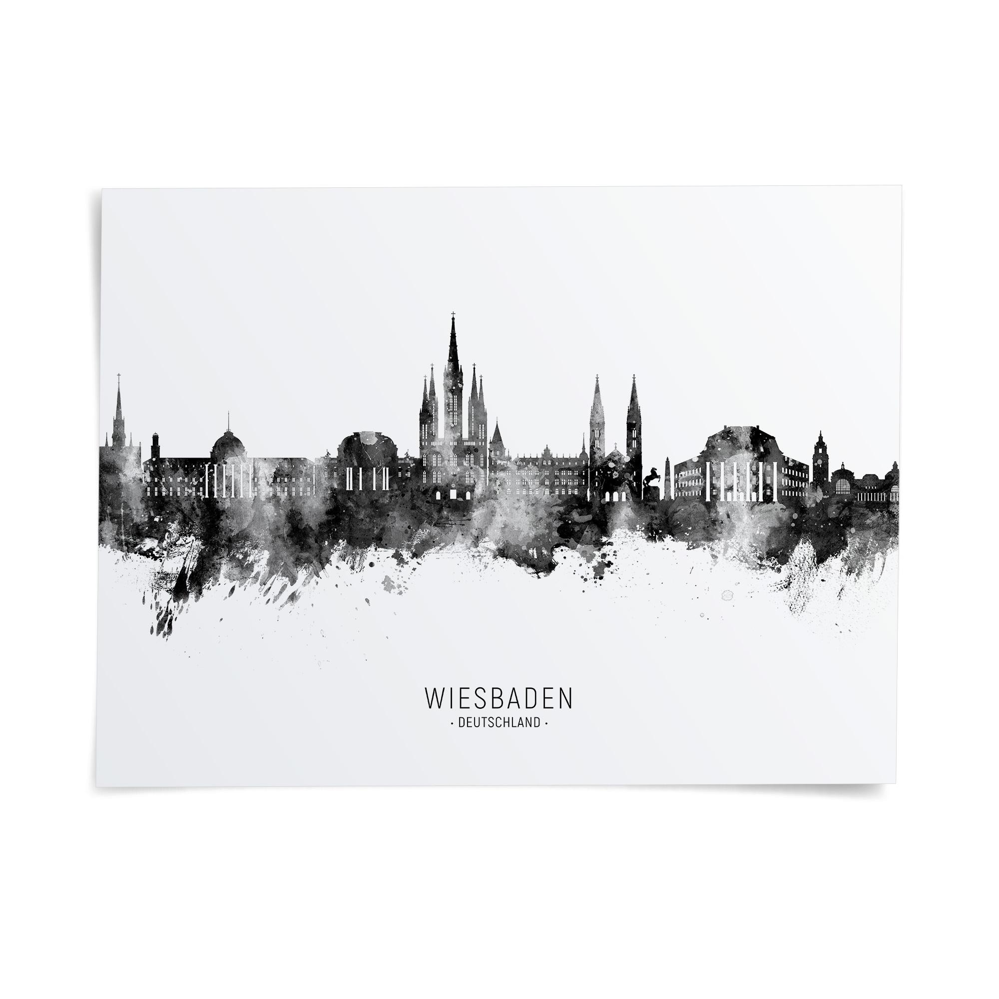 Wiesbaden Skyline Deutschland, Poster Print Cityscape Art ZX