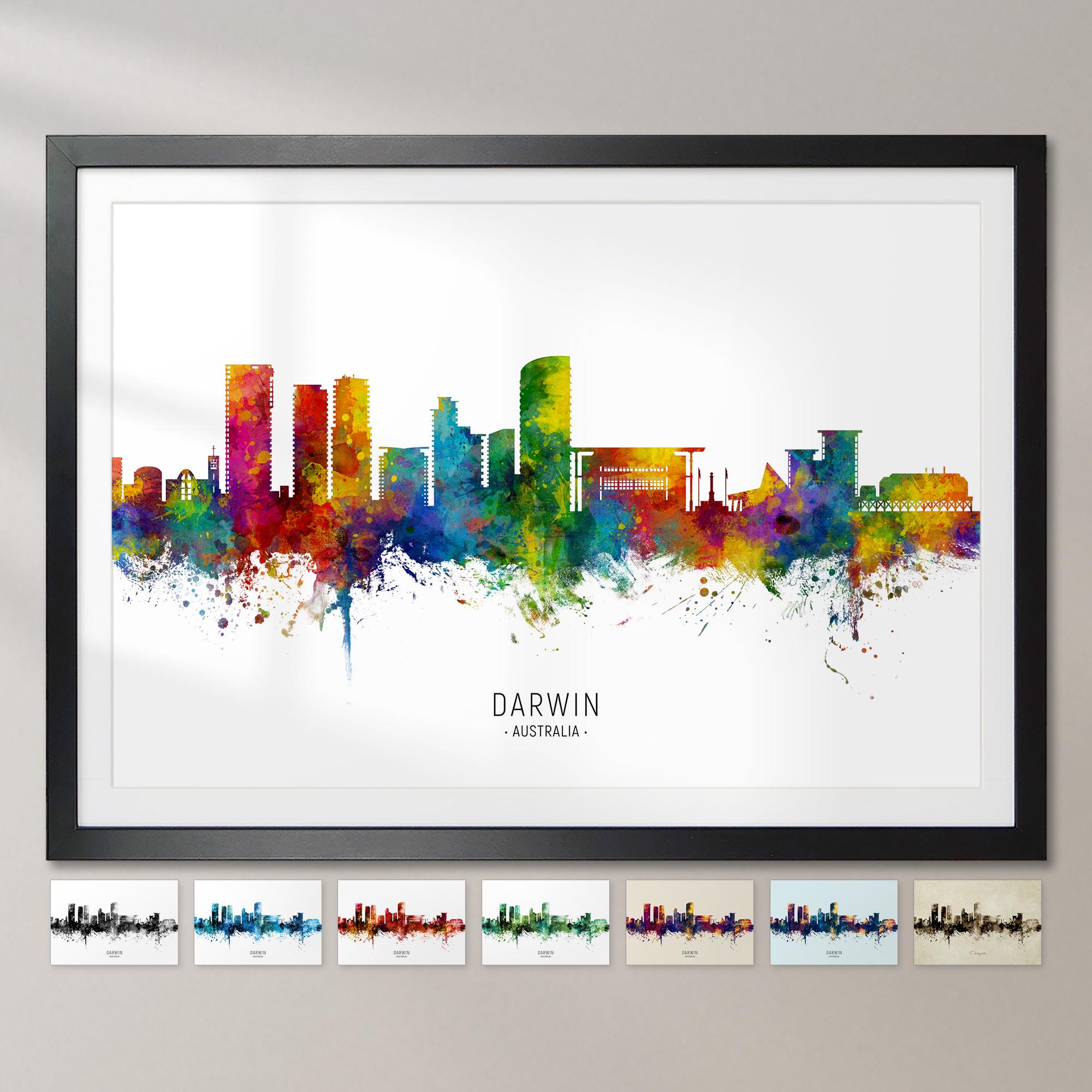 Darwin Skyline Australia, Cityscape Painting Art Print Poster CX (15523)