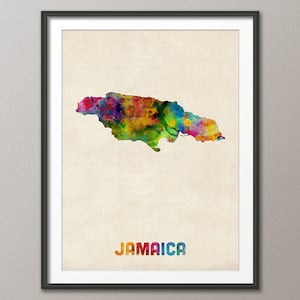 Jamaica Watercolor Map, Art Print (1337)