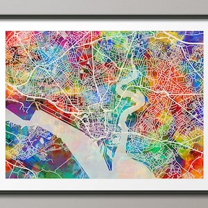 Southampton Map, Southampton Hampshire England City Street Map, Art Print (2791)