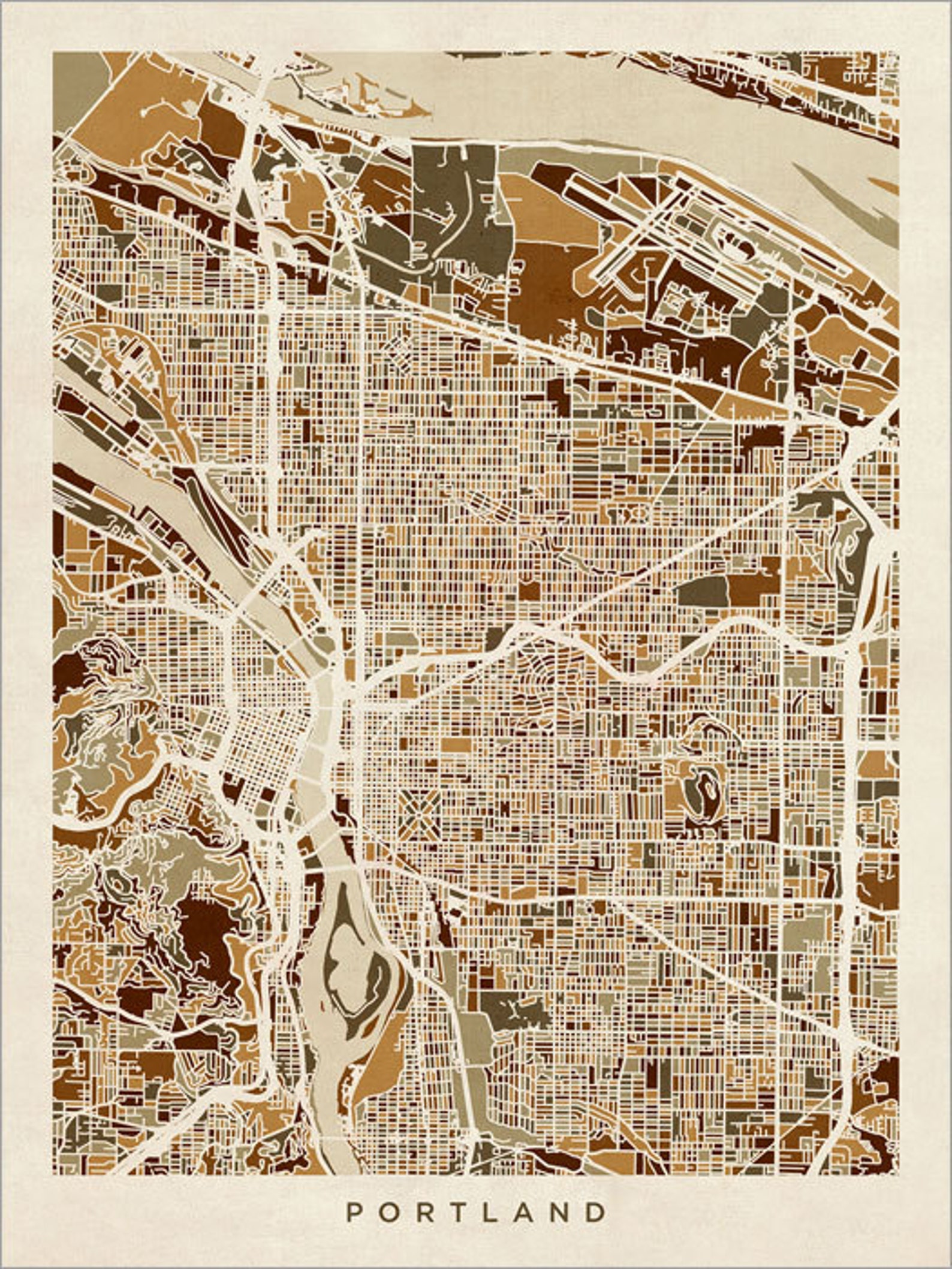 Portland Map Portland Oregon City Map Art Print 2742 | Etsy