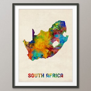 Südafrika Aquarell Landkarte, Kunstdruck (2306)