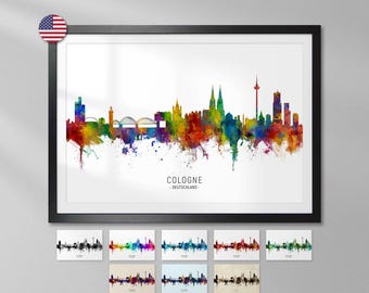 Cologne Skyline Germany, Art Print Poster YX (6494)