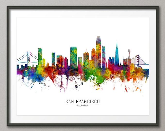 San Francisco Skyline California, Cityscape Painting Art Print Poster CX (10702)