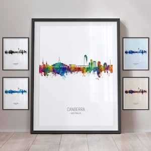 Canberra Skyline, Canberra Australia Cityscape Art Print Poster Portrait PX (22314)