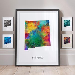 New Mexico Map, US State Watercolour Painting Art Print Poster MX (30996)