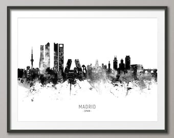 Madrid Skyline, Madrid Spanien Stadtbild Kunstdruck Poster (11473)