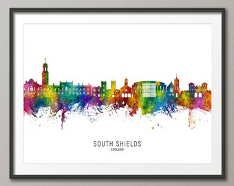 South Shields Skyline England, Cityscape Painting Art Print Poster CX (30640)