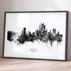 Lincoln skyline Engeland, stadsgezicht schilderij kunst print poster BX (11541)
