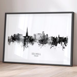 Solihull Skyline England, Cityscape Painting Art Print Poster BX (16691)